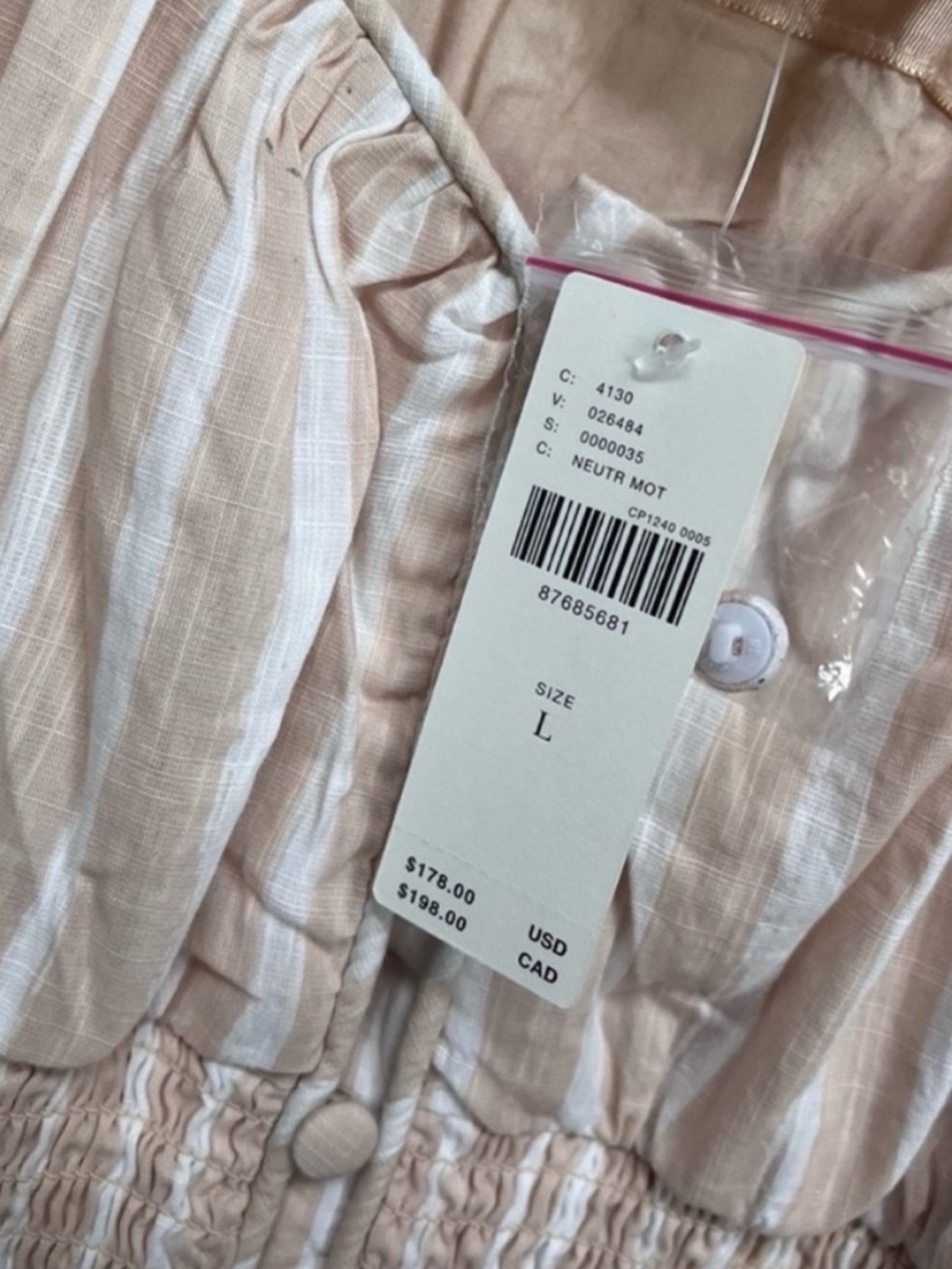 NWT Anthro Smocked-Waist Stripe Button front Romantic Maxi Dress, size L - Picture 10 of 10